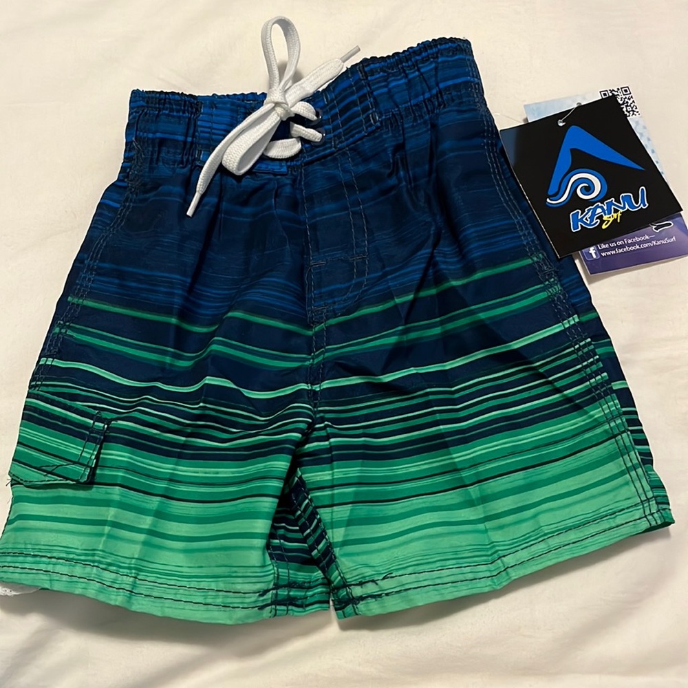 Kanu Surf navy/green striped swim trunks